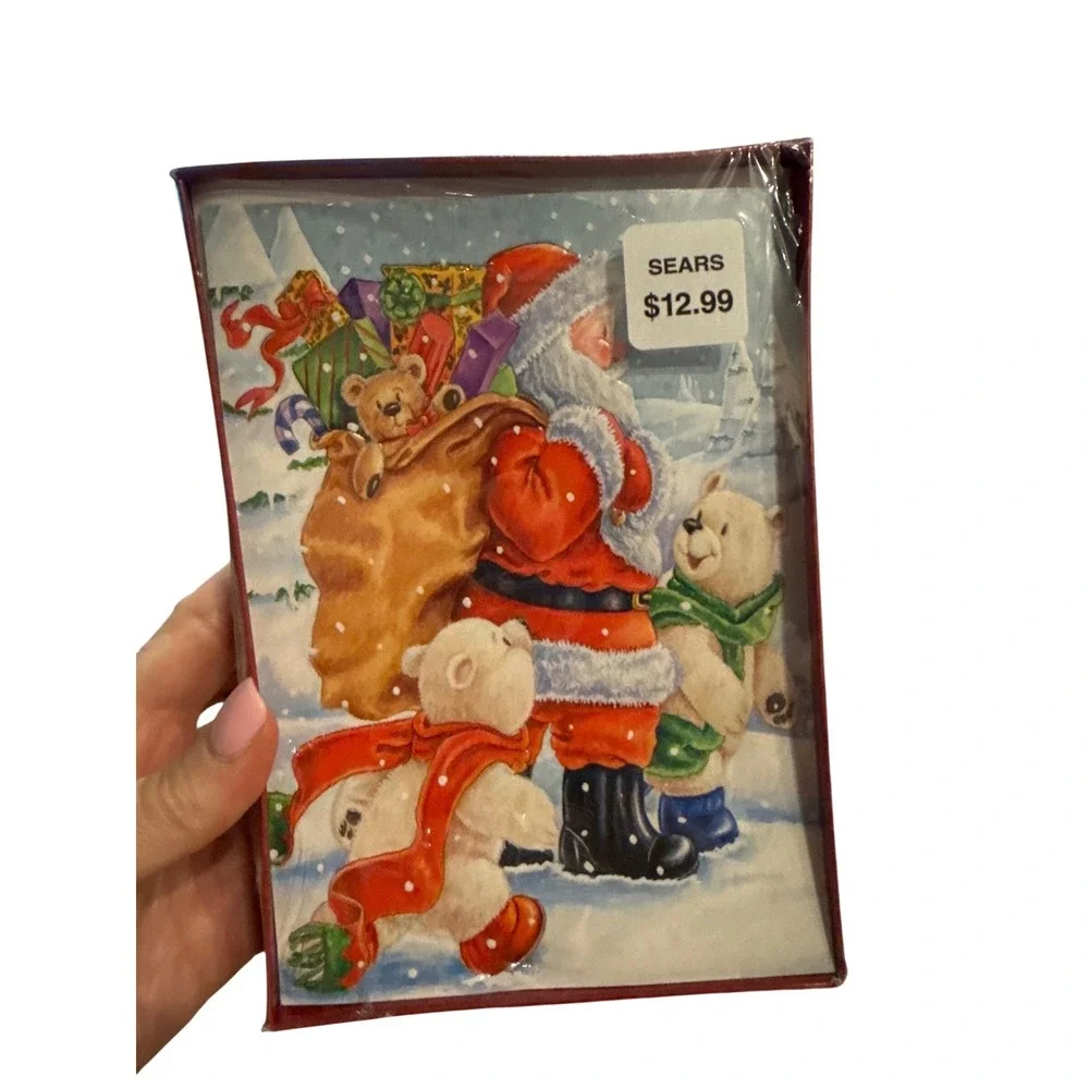 Sears Christmas Cards 18‎ Count Santa Teddy Bear Sealed 2005